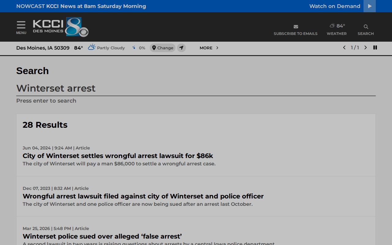 KCCI search for Winterset and Madison County arrest news