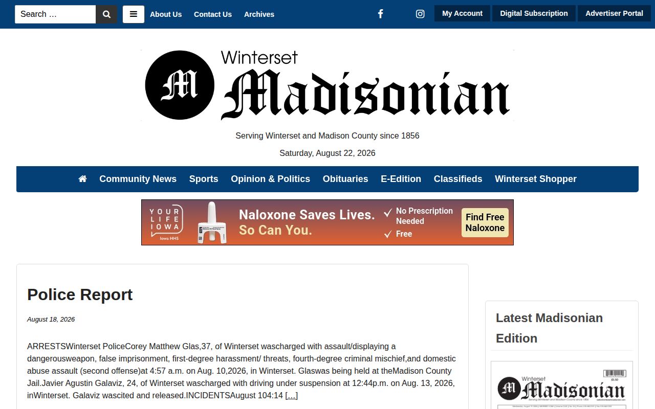 Winterset Madisonian Madison County arrest news police report